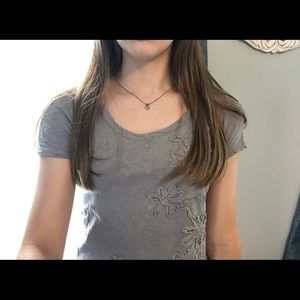Charlotte Russe Gray Flowers Shirt